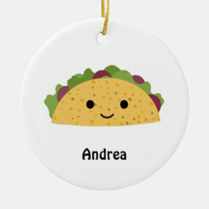 Awesome Cute Cartoon Kawaii Smiling Taco Ceramic Tree Decoration