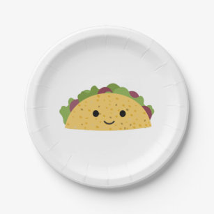 Awesome Cute Cartoon Kawaii Smiling Taco Paper Plate