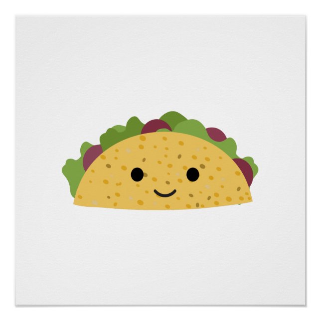 Awesome Cute Cartoon Kawaii Smiling Taco Poster (Front)
