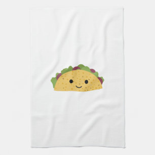 Awesome Cute Cartoon Kawaii Smiling Taco Tea Towel