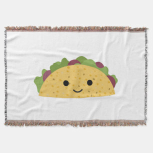 Awesome Cute Cartoon Kawaii Smiling Taco Throw Blanket