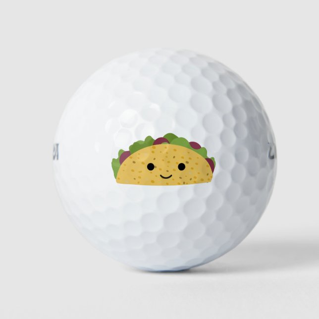 Awesome Cute Cartoon kawaii Taco Golf Balls (Front)