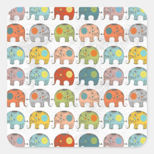 Awesome cute trendy circus Indian elephant Square Sticker