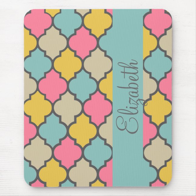 awesome cute trendy Quatrefoil colourful pattern Mouse Mat (Front)