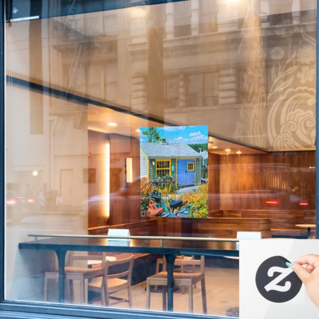 Awesome Cycling Painting Window Cling (Cafe Window)