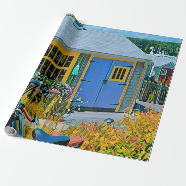 Awesome Cycling Painting Wrapping Paper (Unrolled)