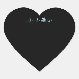 awesome cyclist heartbeat mountain biking cycling heart sticker