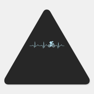 awesome cyclist heartbeat mountain biking cycling triangle sticker
