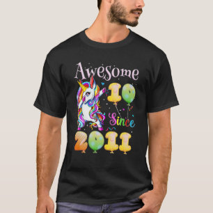 Awesome Dabbing Unicorn Birthday 10 Years Old Girl T-Shirt