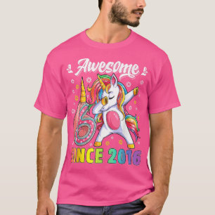 Awesome dabbing unicorn birthday 6 year old Girl 6 T-Shirt