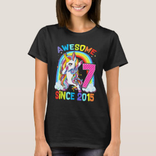 awesome dabbing unicorn birthday 7 year old Girl 7 T-Shirt