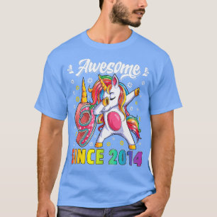Awesome Dabbing Unicorn Birthday 9 Year Old Girl 9 T-Shirt