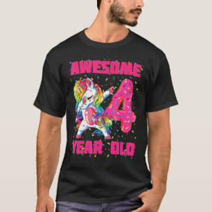 Awesome Dabbing Unicorn Doughnut's 4th Birthday 4  T-Shirt