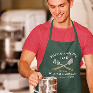 Awesome Dad BBQ Grill Chef Personalised Any Colour Apron