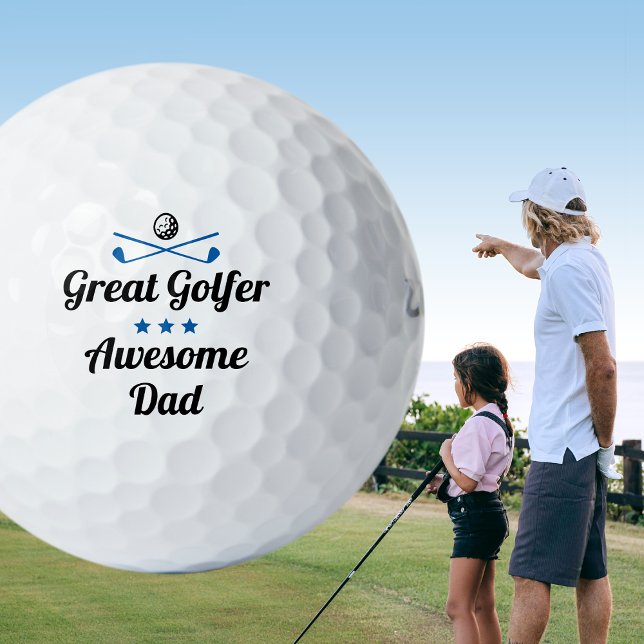 Awesome Dad Golfer Father's Day Blue Custom Set Golf Balls (Creator Uploaded)