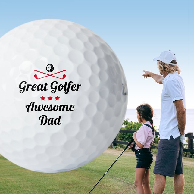 Awesome Dad Golfer Father's Day Red Custom Set Golf Balls (Creator Uploaded)