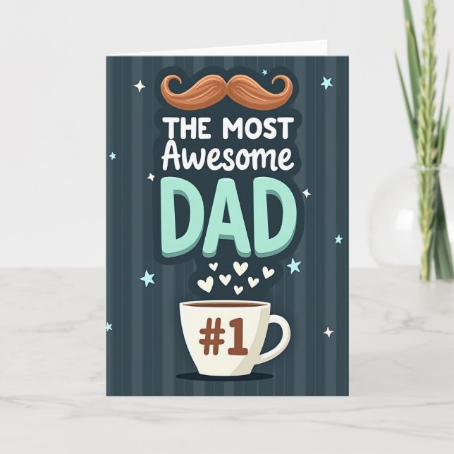 Awesome Dad Moustache Fathers Day Card (Front)