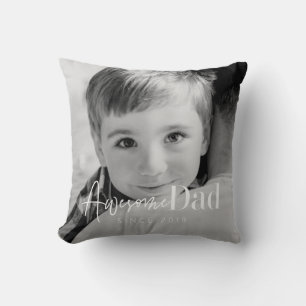 Awesome Dad Since 20XX Modern Simple Elegant Photo Cushion