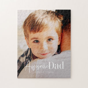 Awesome Dad Since 20XX Modern Simple Elegant Photo Jigsaw Puzzle