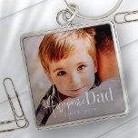 Awesome Dad Since 20XX Modern Simple Elegant Photo Key Ring<br><div class="desc">This simple and modern design is composed of serif and cursive typography and add a custom photo</div>