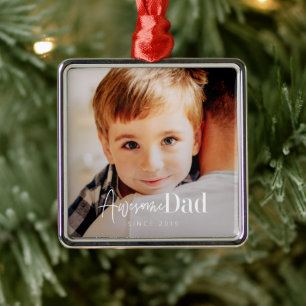 Awesome Dad Since 20XX Modern Simple Elegant Photo Metal Tree Decoration