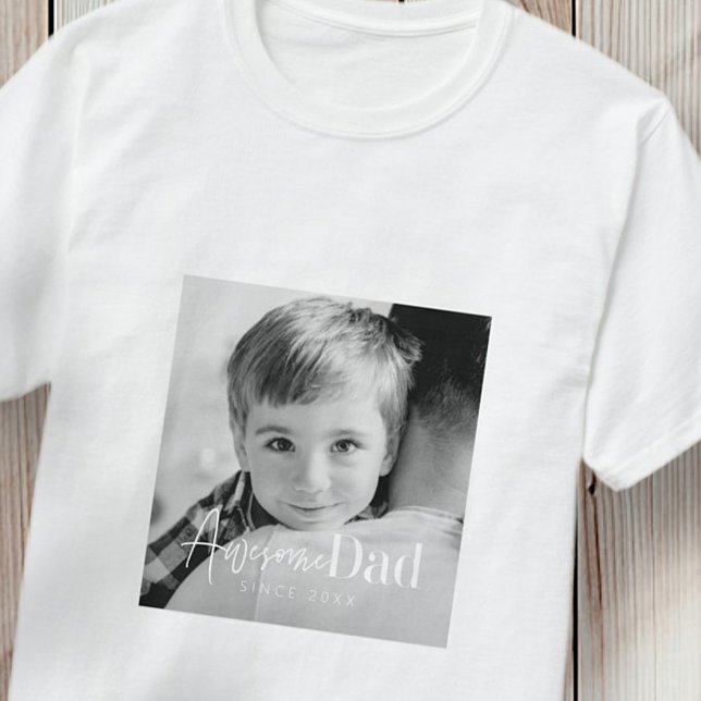 Awesome Dad Since 20XX Modern Simple Elegant Photo T-Shirt (Creator Uploaded)