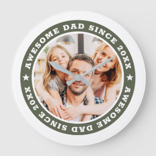 Awesome Dad Since 20XX Modern Simple Photo Large Clock