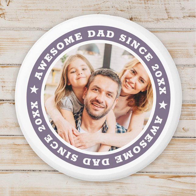 Awesome Dad Since 20XX Modern Simple Photo Magnet (Creator Uploaded)