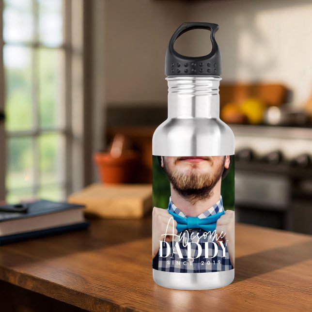 Awesome Daddy Since 20XX Simple Elegant Photo 532 Ml Water Bottle (Creator Uploaded)