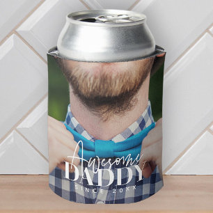 Awesome Daddy Since 20XX Simple Elegant Photo Can Cooler
