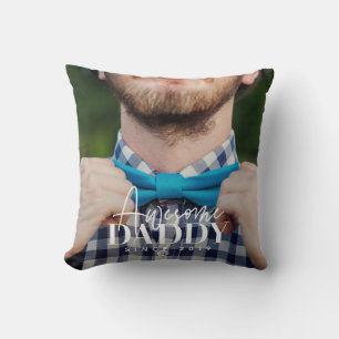 Awesome Daddy Since 20XX Simple Elegant Photo Cushion