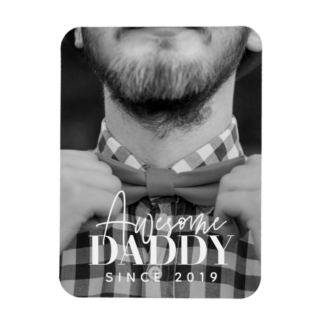 Awesome Daddy Since 20XX Simple Elegant Photo Magnet (Vertical)