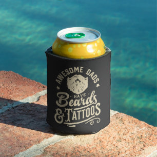Awesome Dads Have Beards and Tattoos Retro Text Can Cooler