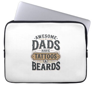 Awesome Dads Have Tattoos and Beards Vintage Shirt Laptop Sleeve