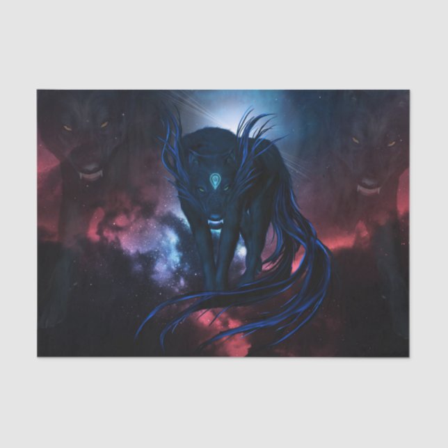 Awesome dark fantasy wolves tissue paper (Front)