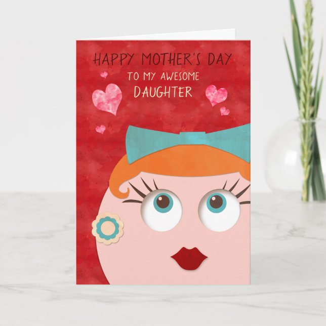 Awesome DAUGHTER Retro Gal Mother's Day Card (Front)