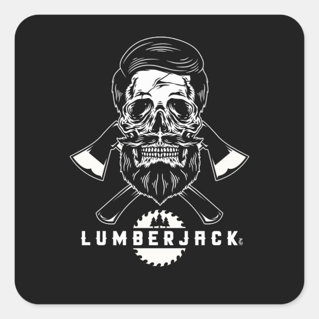 Awesome Distressed Lumberjack Graphic Axe Trees Square Sticker (Front)