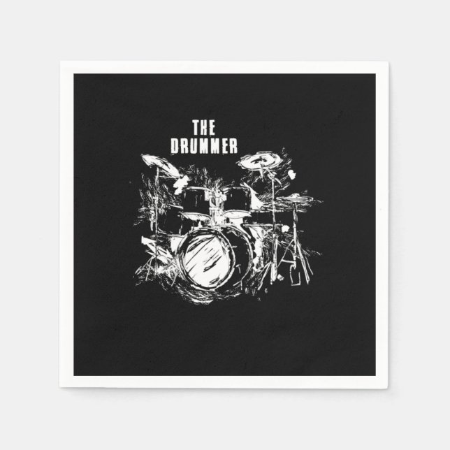 Awesome Distressed The Drummer Graphic Percussioni Napkin (Front)