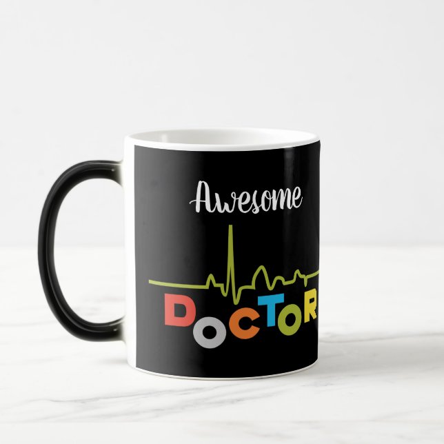 Awesome Doctor Colourful Letters on Black Magic Mug (Left)