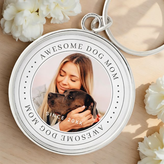 Awesome Dog Mum Since 20XX Classic Simple Photo Key Ring (Creator Uploaded)
