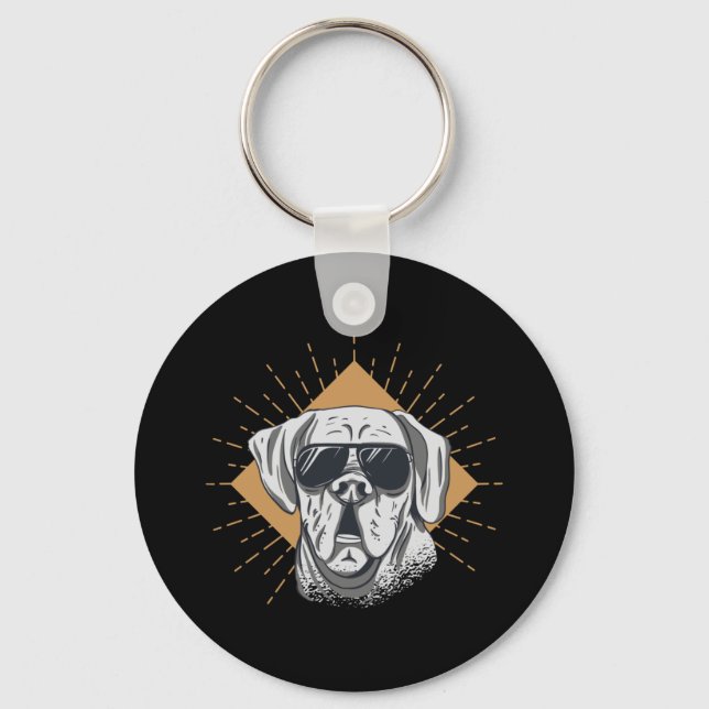 Awesome Dog Sunglasses Key Ring (Front)