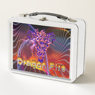 Awesome Dragon Fire Design Metal Lunch Box