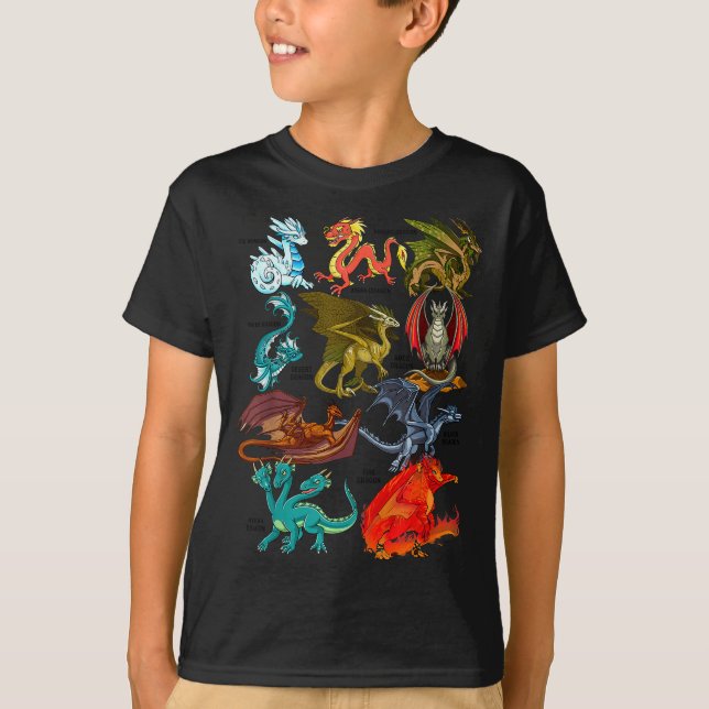 Awesome Dragon Lovers Types Of Dragons  T-Shirt (Front)