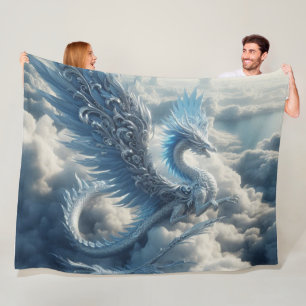 Awesome Dragon Surrounded by Clouds Fleece Blanket