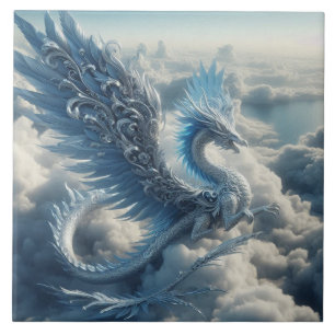Awesome Dragon Surrounded by Clouds Tile