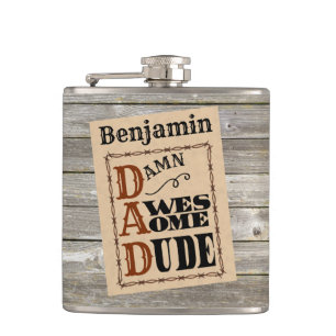 Awesome Dude Western Themed Custom Name Flask