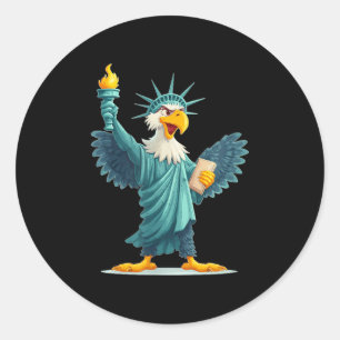 Awesome Eagle In Liberty Statue Look  Classic Round Sticker