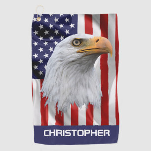 Awesome Eagle, The American Flag, Patriotic Golf Towel