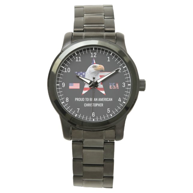 Awesome Eagle, The American Flag, Patriotic Watch (Front)