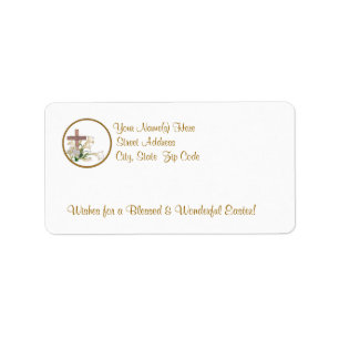 Awesome Easter Lilies &Wooden Cross Return Address Label